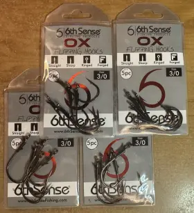 6th Sense Hkox-30 New Ox Size 3/0 Flipping Hooks - 20 Ring Forged Fs 6th Sense Hkox-30 New Ox Size 3/0 Flipping Hooks - 20 Ring Forged Fs