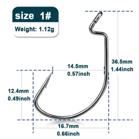 9km 9km-a 100pcs Ewg Worm Hooks Versatile Soft Plastic Freshwater Bass And Saltwater