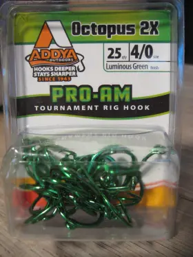 Addya Pro-am Fish Hooks A602-lg-4/0-25 25 Saltwater Freshwater Octopus 2x / A602-lg Green Size 4/0 Addya Pro-am Fish Hooks A602-lg-4/0-25 25 Saltwater Freshwater Octopus 2x / A602-lg Green Size 4/0