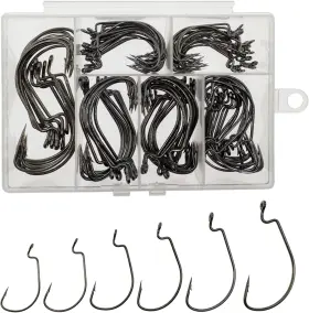Afmivs 445042163154 Worm Hooks For Bass Fishing 110pcs 6 Sizes Ho