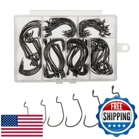 Afmivs B0b82v75qj 110pcs Offset Worm Fishing Hooks For Bass 6 Sizes - Freshwater And Saltwat Afmivs B0b82v75qj 110pcs Offset Worm Fishing Hooks For Bass 6 Sizes - Freshwater And Saltwat