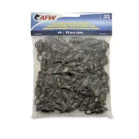 Afw 035926108592 American Fishing Wire Black Ball Bearing Swivels 50 Pieces Size 9 530 Pou