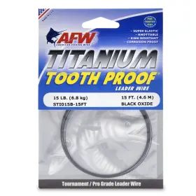 Afw 035926114364 Titanium Tooth Proof Single Strand Leader Wire 15 Lb / .010 Inch Clear Afw 035926114364 Titanium Tooth Proof Single Strand Leader Wire 15 Lb / .010 Inch Clear