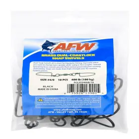 Afw B0f4kc5cxl Brass Dual Snap Swivels 400 Lb / 180 Kg Test Black 10 Pc Afw B0f4kc5cxl Brass Dual Snap Swivels 400 Lb / 180 Kg Test Black 10 Pc