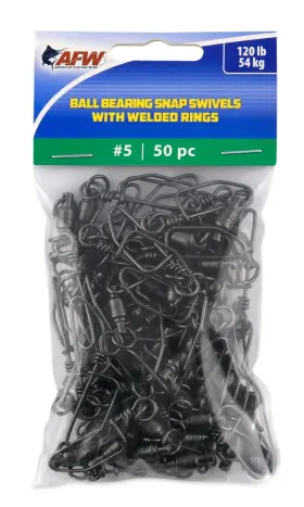 Afw Ftbb120b/50 Solid Brass Ball Bearing Snap Swivels With Double Welded Rings Size #5 120 Afw Ftbb120b/50 Solid Brass Ball Bearing Snap Swivels With Double Welded Rings Size #5 120