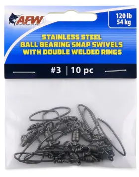 Afw Ftv120b/10 Stainless Steel Ball Bearing Snap Swivels With Double Welded Rings Size #3 Afw Ftv120b/10 Stainless Steel Ball Bearing Snap Swivels With Double Welded Rings Size #3