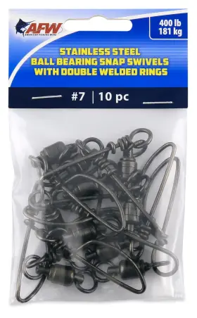 Afw Ftv400b/10 Stainless Steel Ball Bearing Snap Swivels With Double Welded Rings Size #7 Afw Ftv400b/10 Stainless Steel Ball Bearing Snap Swivels With Double Welded Rings Size #7