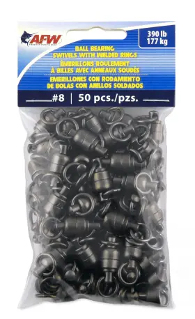 Afw Fwbb08b/50 Solid Brass Ball Bearing Swivels With Double Welded Rings Size #8 390 Lb Te Afw Fwbb08b/50 Solid Brass Ball Bearing Swivels With Double Welded Rings Size #8 390 Lb Te