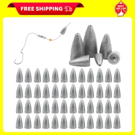 Agool 445010546583 Fishing Weights Sinkers 50pcs Bullet Worm Slip Sinke