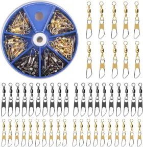 Agool 744759750181 Barrel Swivel Snap Kit - 50pcs Swivels With Safety Snaps High Stren Agool 744759750181 Barrel Swivel Snap Kit - 50pcs Swivels With Safety Snaps High Stren