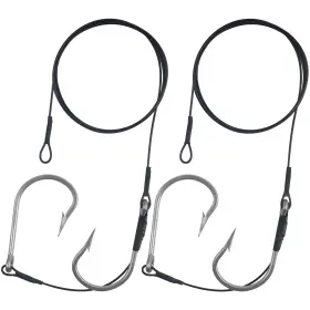 Agool 792990059877 Shark Rigs Stainless Steel Twin Fishing Hooks 400lb Nylon Coated Cable Leader Ri Agool 792990059877 Shark Rigs Stainless Steel Twin Fishing Hooks 400lb Nylon Coated Cable Leader Ri