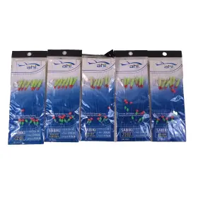 Ahi Sb103g Lot Of 5 - Sb-103g Size 6 Sabiki Rig Glow Fish Skin Nos