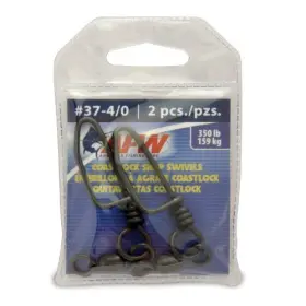 American Fishing Wire Fclss350b-a Brass Coastlock Snap 2 Pieces 350 Pound Test Black