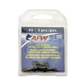 American Fishing Wire Fwbb03b-a Black Ball Bearing Swivels 5 Size 3 130 Pound Test
