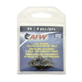 American Fishing Wire Fwbb04b-a Black Ball Bearing Swivels 4 Pieces Size 200 Pound