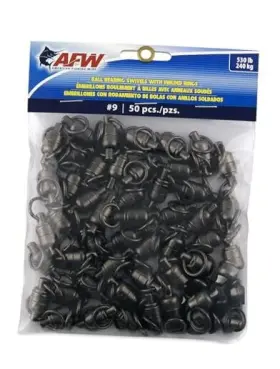 American Fishing Wire Fwbb09b/50 Black Ball Bearing Swivels 50 Pieces Size 9 530