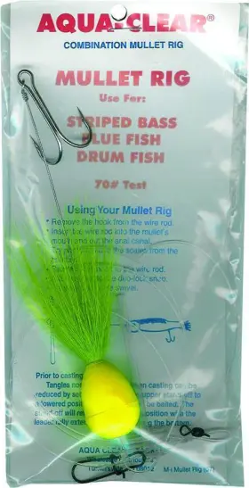 Aqua Clear Mu-1ec Mullet Rig Bluefish/drum/striper Cht Float And Chartreuse