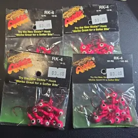 Arkie 032943061466 40ct Jig Heads Walleye And Panfish 1/8 Oz Rk-4 Pink 4 Packs Of 10