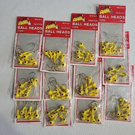 Arkie At-513-2 Jig Heads Walleye And Panfish 1/8 Oz Painted Yellow Head 12 Pack Lot Arkie At-513-2 Jig Heads Walleye And Panfish 1/8 Oz Painted Yellow Head 12 Pack Lot