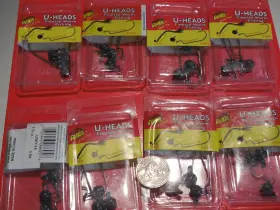Arkie Usky-18 Lot Of 24 U-heads Ideal For Finesse Worm Fishing 1/8oz And One 1/4 Oz Black Arkie Usky-18 Lot Of 24 U-heads Ideal For Finesse Worm Fishing 1/8oz And One 1/4 Oz Black
