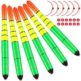 Arrowbash Tea-arrowbash-1645 6 Pcs Fishing Bobbers Floats Catfish Pike Wood High Visibility 7in 12in Arrowbash Tea-arrowbash-1645 6 Pcs Fishing Bobbers Floats Catfish Pike Wood High Visibility 7in 12in