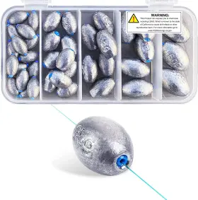 Balsar 445050363386 Egg Fishing Sinkers Weights Assortment Lead Oval Shape Bass Casting Worm Bullet