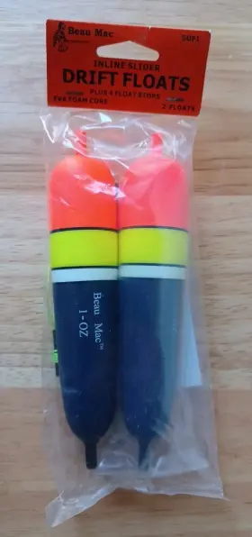 Beau Mac Sdf1 1-oz Inline Slider Drift Floats Double Pack Bobbers New