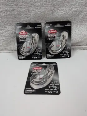 Berkley 028632712948 Lot Of 3 4 Count Pack Fusion 19 Weighted Hooks 4/0 1/8 Oz. 301