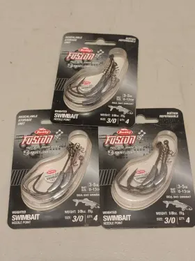 Berkley 10827npbln 3 Pkgs Fusion 19 Weighted Swimbait Hooks 3/0 4/0 Berkley 10827npbln 3 Pkgs Fusion 19 Weighted Swimbait Hooks 3/0 4/0