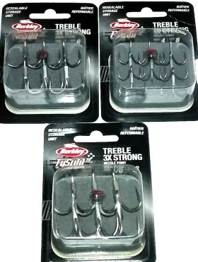 Berkley 19-3x Fusion 19- 3x Strong Treble Hooks Lot Of 3-#1/#4/#1/0 Berkley 19-3x Fusion 19- 3x Strong Treble Hooks Lot Of 3-#1/#4/#1/0