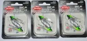 Berkley Fsn19sj1/4-1/0-ft 3 Packs Fusion 19 Snap Jig Jerkbait Jighead 1/0 Hook 1/4oz Firetiger
