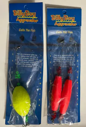 Betts Billy Bay A0250-y Boy Aggravator Rig Unweighted 2.5 Inch Oval Yellow And 2/3 Cigar Red Free Shipp