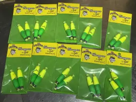 Betts M0bw-2yg 2 Inch Yellow/green Bobbers Snappers Cigar Shape 2ct Lot 10 Betts M0bw-2yg 2 Inch Yellow/green Bobbers Snappers Cigar Shape 2ct Lot 10
