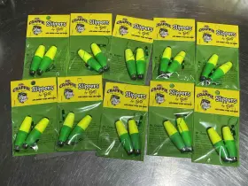 Betts M0bw-sf-2yg 2 Inch Yellow/green Bobbers Slippers Cigar Shape 2ct Lot 10 Betts M0bw-sf-2yg 2 Inch Yellow/green Bobbers Slippers Cigar Shape 2ct Lot 10