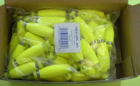 Betts Tackle B00bw-50y 1.5 Inch Weighted Snap On Foam Flo Glo Float Yellow Bag Of 50