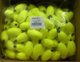 Betts Tackle B0150-y B0150y 1.5 Inch Oval Float With Pegs Yellow Color Bag Of 100 Betts Tackle B0150-y B0150y 1.5 Inch Oval Float With Pegs Yellow Color Bag Of 100