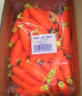 Betts Tackle B0bw-50o 2 Inch Weighted Snapon Foam Fluorescent Cigar Float Orange Bag Of 50