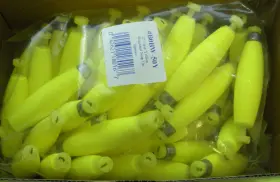 Betts Tackle B0bw-50y 2.5 Inch Weighted Snap On Foam Fluorescent Float Yellow Bag Of 50