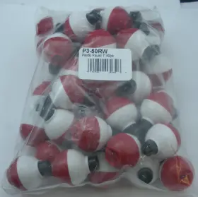 Betts Tackle P3-50rw 1 Inch Unweighted Red And White Snap On Float Bag Of 50
