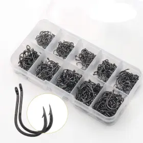 Biaogan 721821459234 500pcs Small Fishing Hooks Assorted 10 Sizes3#-12# Fish Portable Plasti