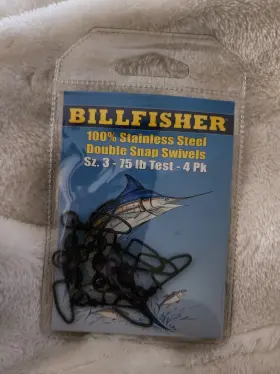 Billfisher 096337017354 3 Dss75-4pk Double Snap Fishing Swivels Billfisher 096337017354 3 Dss75-4pk Double Snap Fishing Swivels