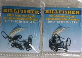 Billfisher 096337020682 2 Packs Size - 85lb 100% Stainless Steel Ball Bearing Snap Swivels