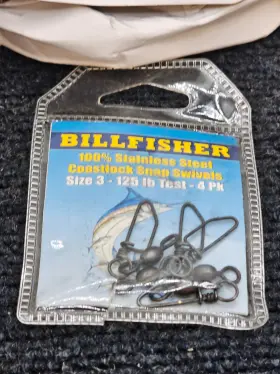 Billfisher Bcss3 48 Pieces Coastlock Snap Swivels Size 3 - 125 Lb Test Billfisher Bcss3 48 Pieces Coastlock Snap Swivels Size 3 - 125 Lb Test