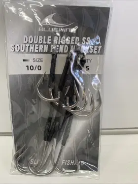 Bluewing Fishing 810068228311 Double Rigged Ss Southern Bend Hookset Size 10/0 Set Of 5 - New