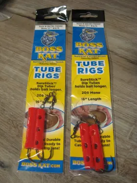 Boss Kat Bktr-73002 2 Packs 16 Inch Tube Rigs And Size 2/0 J Fish Hooks - 20# Mono73002 Boss Kat Bktr-73002 2 Packs 16 Inch Tube Rigs And Size 2/0 J Fish Hooks - 20# Mono73002