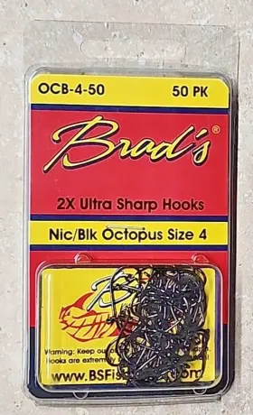 Brads Ocb-4-50 50pcs Octopus Fishing Hooks Size 4 2x Ultra Sharp Carbon Steel Offset