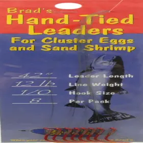 Brads Wel12/10 Red Salmon Steelhead Hooks 42 Inch Hand Tied Leader Choose Size/weight Brads Wel12/10 Red Salmon Steelhead Hooks 42 Inch Hand Tied Leader Choose Size/weight