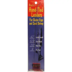 Brads Wel12/20 Red Salmon Steelhead Hooks 42 Inch Hand Tied Leader Choose Size/weight Brads Wel12/20 Red Salmon Steelhead Hooks 42 Inch Hand Tied Leader Choose Size/weight