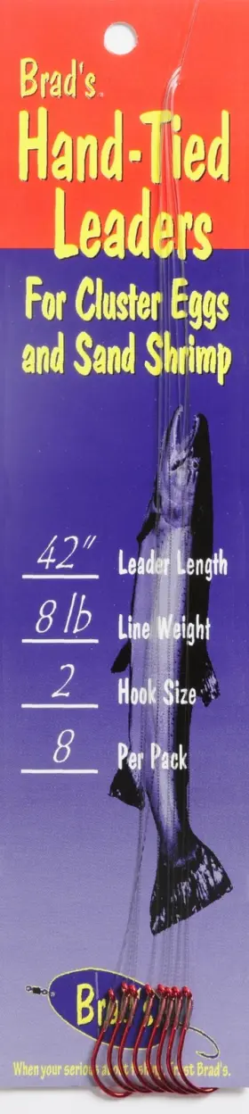 Brads Wel8/2 Red Salmon Steelhead Hooks 42 Inch Hand Tied Leader Choose Size/weight Brads Wel8/2 Red Salmon Steelhead Hooks 42 Inch Hand Tied Leader Choose Size/weight