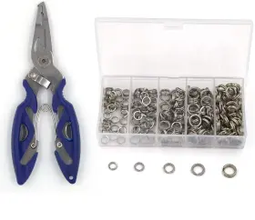 Brand Alloypro 602500203 Pack Of 201pcs Fishing Stainless Steel Split Rings 5 Pliers Blue